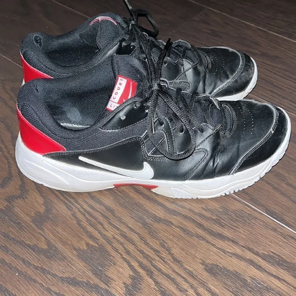 worn Black Red White Swoosh Nike Court Lite 2 Tennis Hardcourt Mens Shoes 10 M